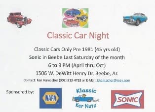 Classic Car Night @ Sonic in Beebe