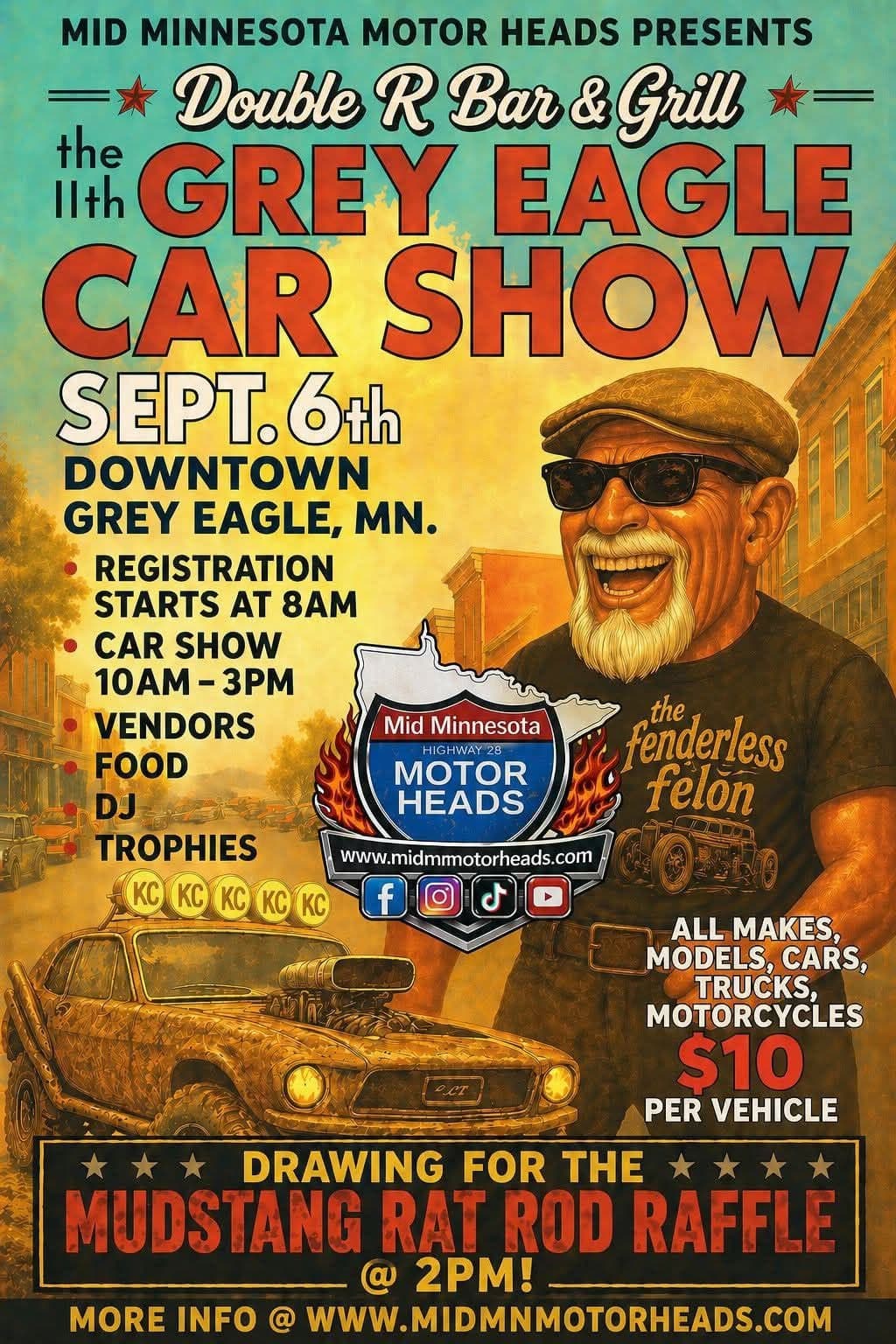 Mid Minnesota Motor Heads 11th Grey Eagle Car Show at Double R Bar & Grill