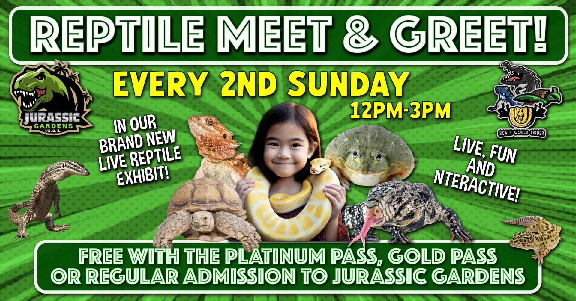 Live Interactive Reptile Meet & Greet at Jurassic Gardens