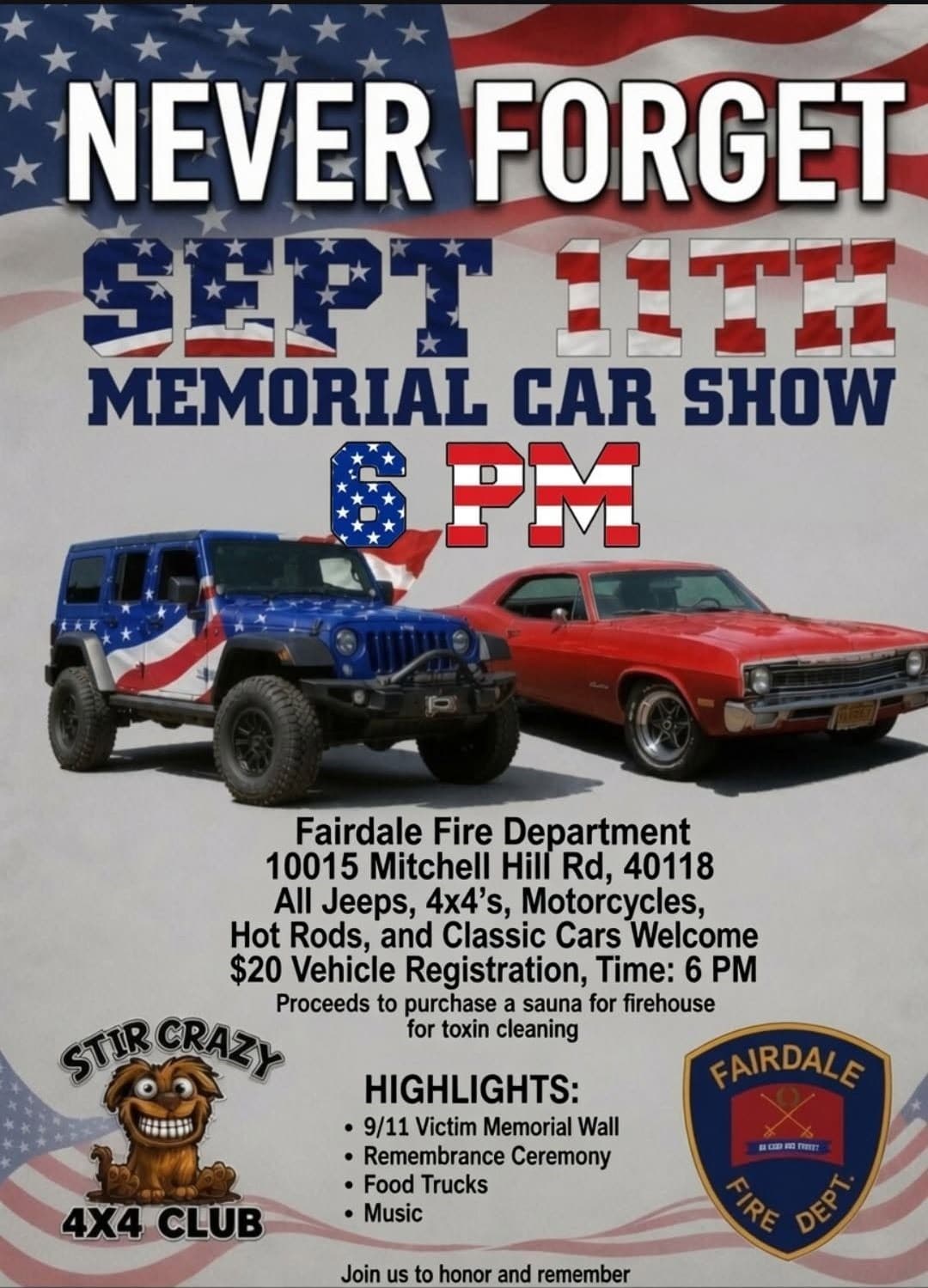 Never Forget Sept 11th Memorial Car Show