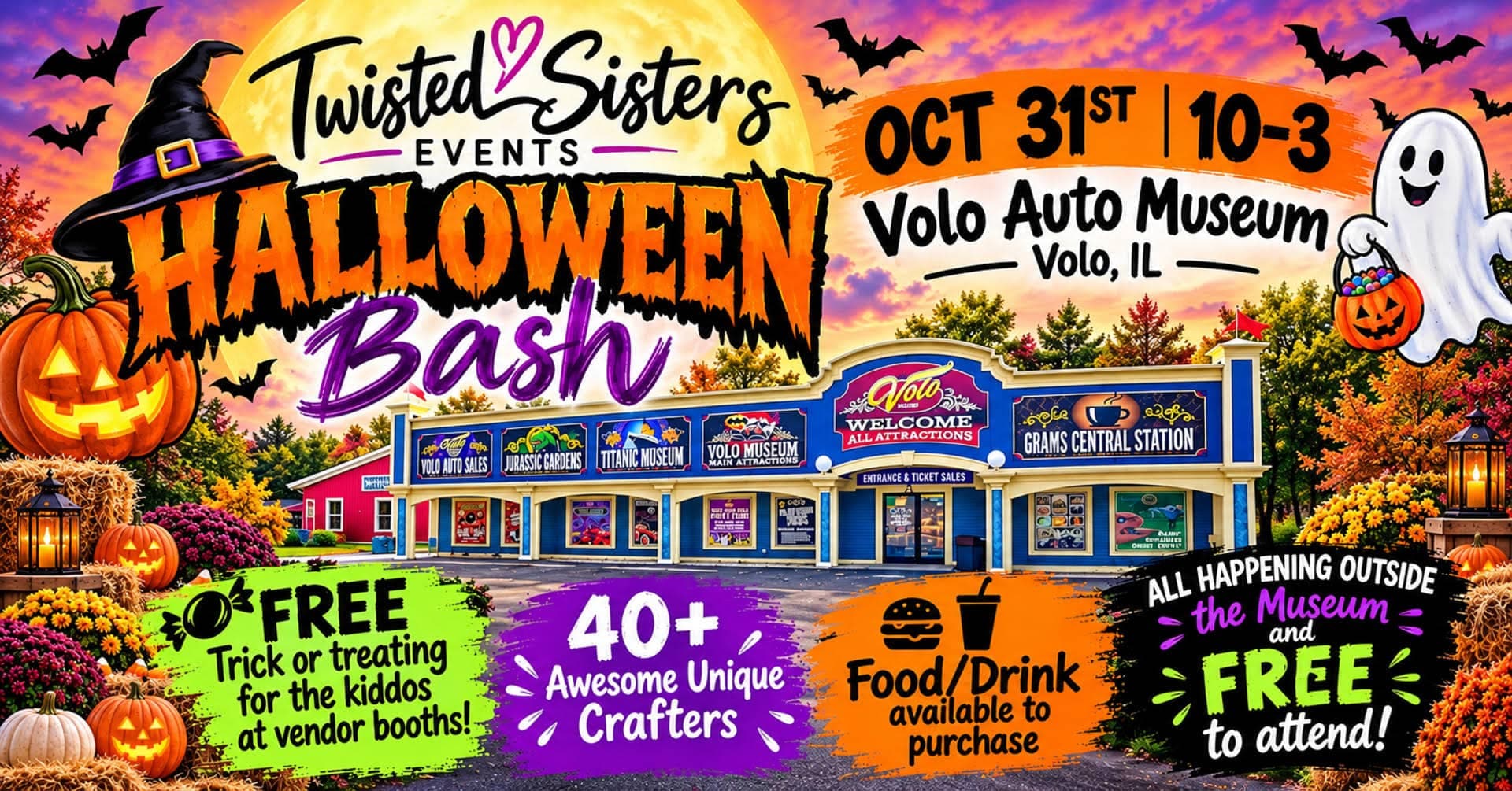 Twisted Sisters Halloween Bash Artisan Fair at Volo Museum