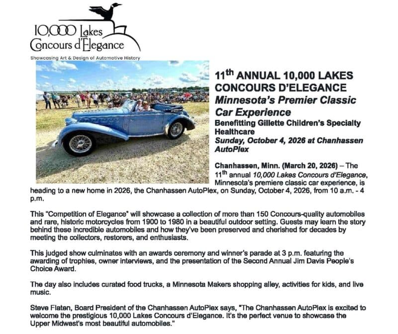 11th Annual 10,000 Lakes Concours d’Elegance