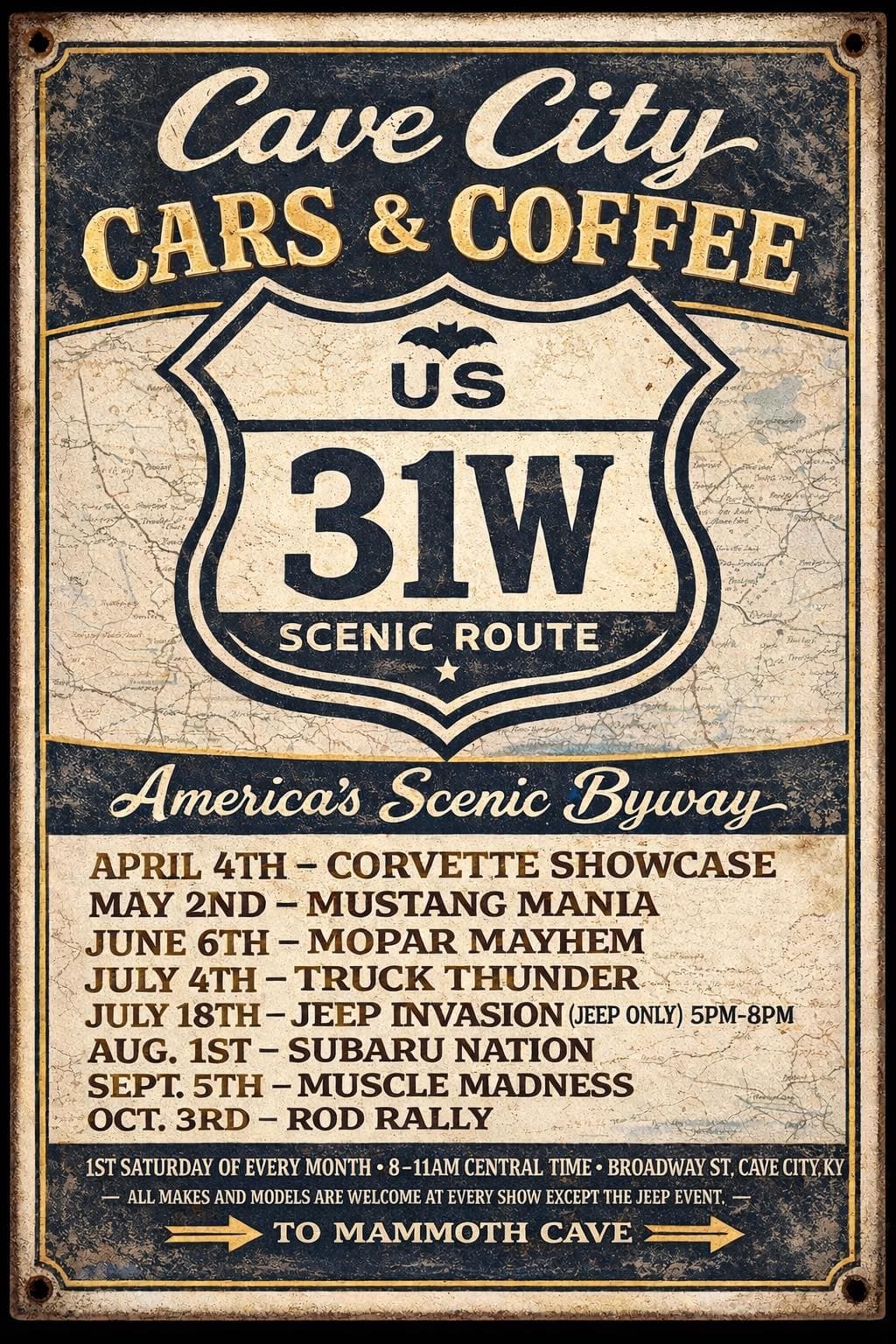 Cave City Cars & Coffee: 2026 Scenic Route Series