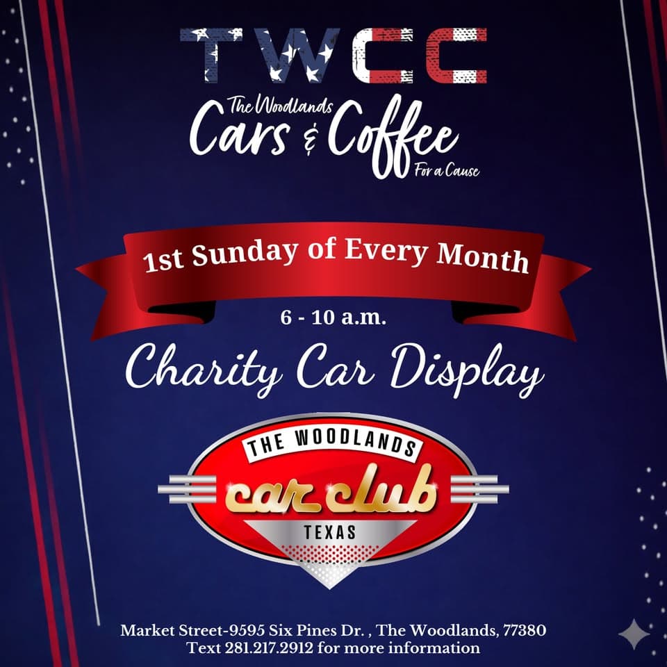 The Woodlands Cars & Coffee for a Cause Charity Car Display
