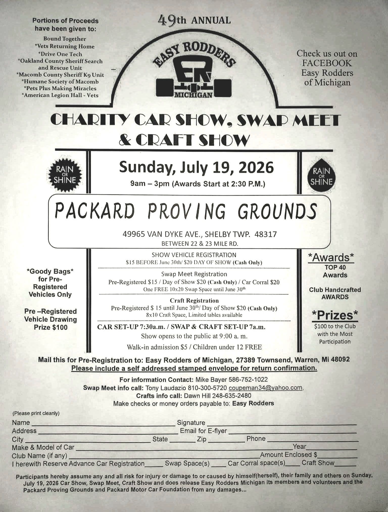 Charity Car Show, Swap Meet & Craft Show