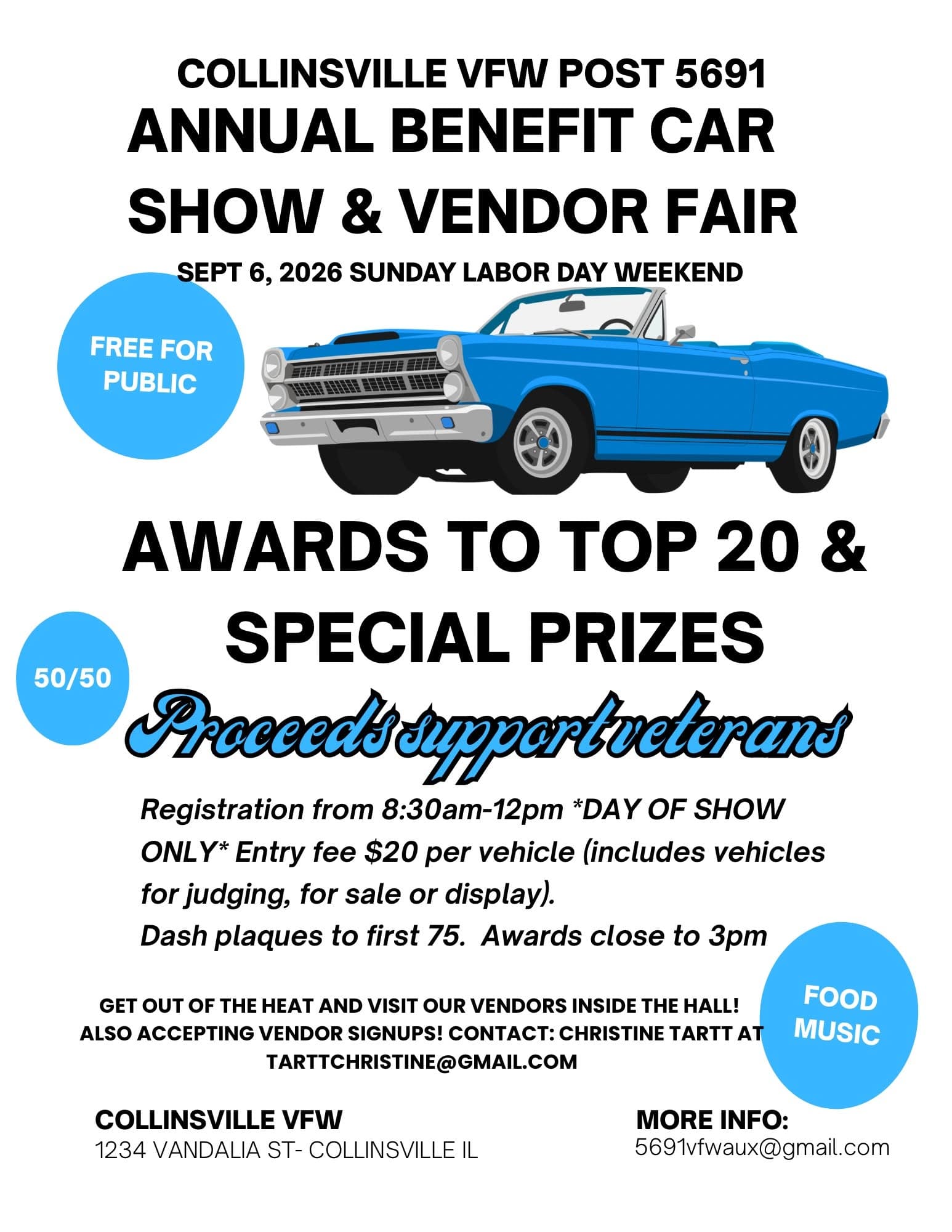 Collinsville VFW Post 5691 Annual Benefit Car Show & Vendor Fair
