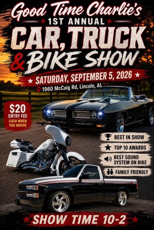 Good Time Charlie’s 1st Annual Car, Truck & Bike Show