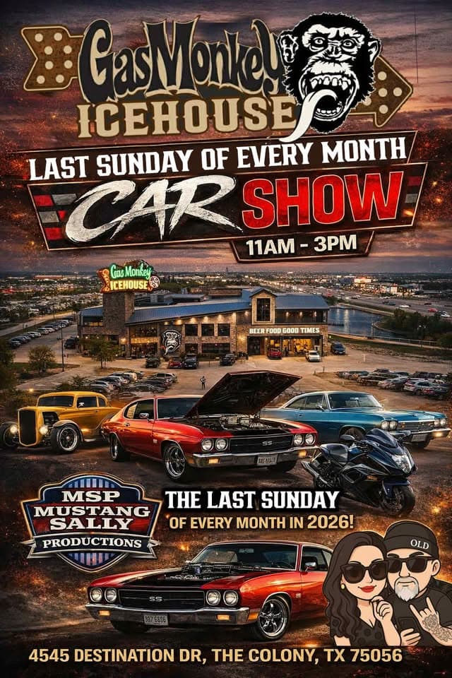 Full Class Car, Truck, and Motorcycle Show At Gas Monkey Icehouse
