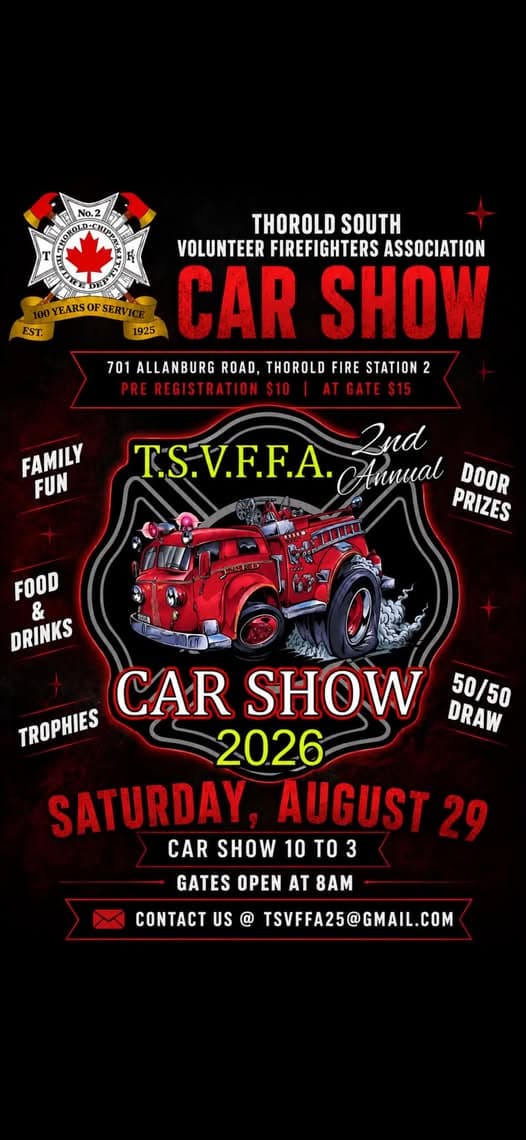 Thorold South Volunteer Firefighters Association 2nd Annual Car Show