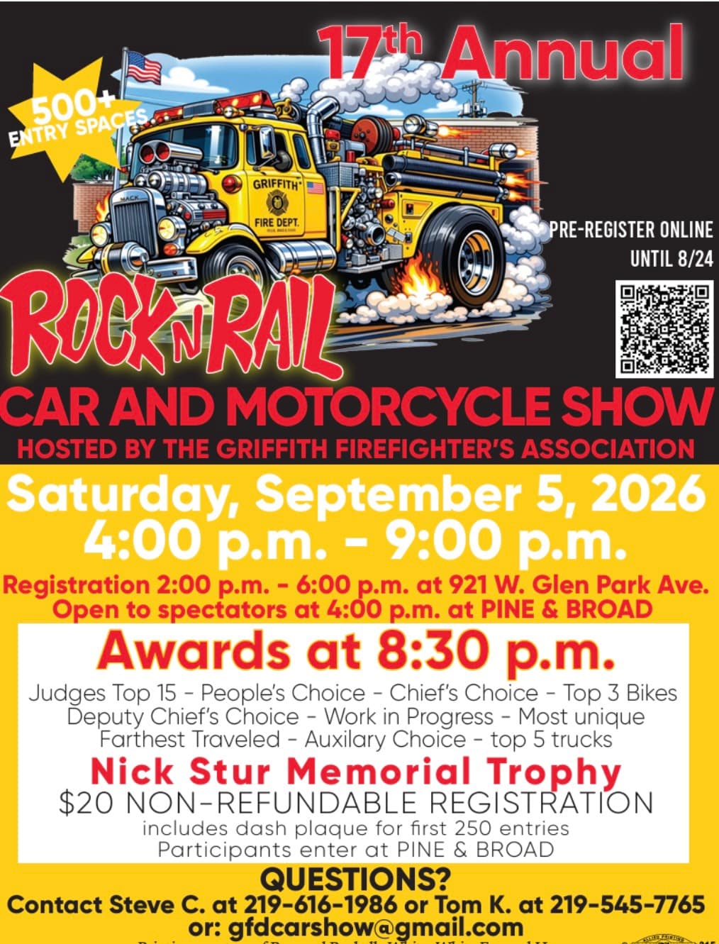 Griffith Fire Department 17th Annual Rock Rail Car and Motorcycle Show