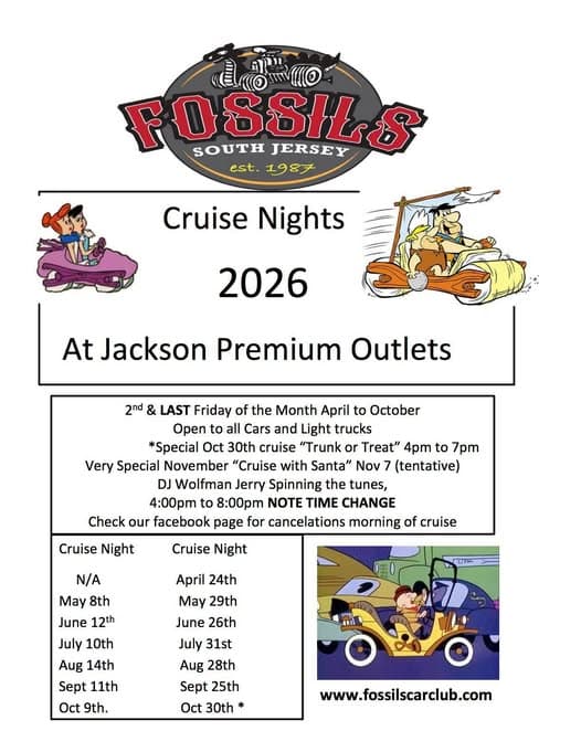 Fossil’s South Jersey Cruise Nights 2026 at Jackson Premium Outlets