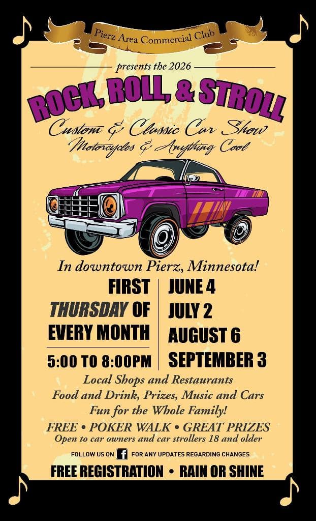 Pierz Area Commercial Club Rock, Roll, & Stroll Custom & Classic Car Show