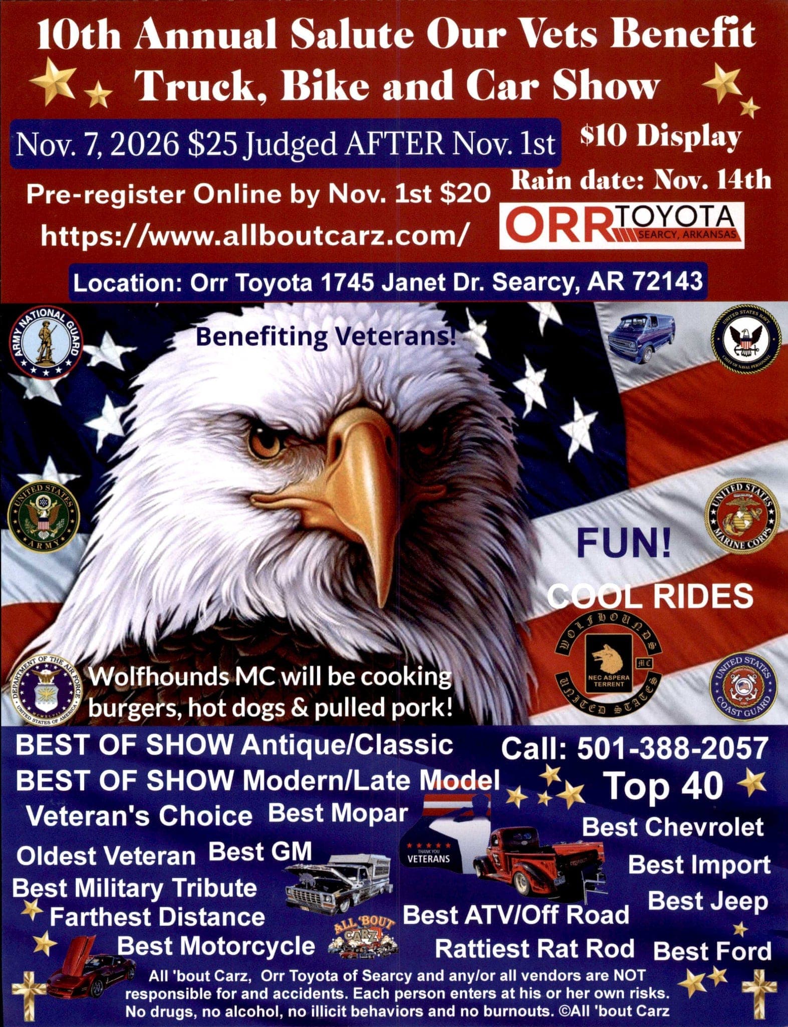 10th Annual Salute Our Vets Truck, Bike, and Car show