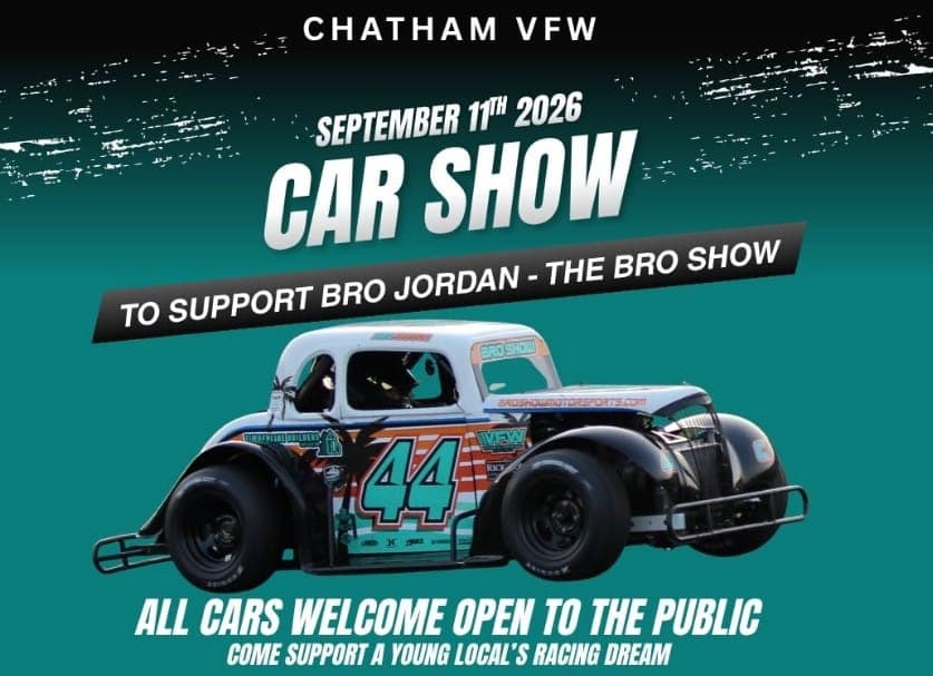 Join us at the Chatham VFW for an afternoon of cars, community, and support for a local racing prodigy!