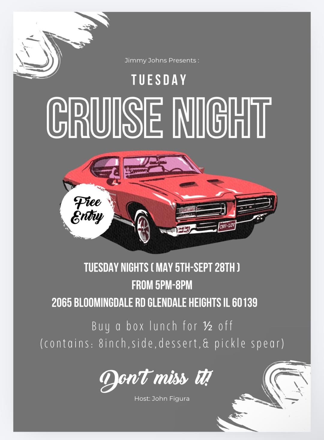 Jimmy Johns Tuesday Cruise Night