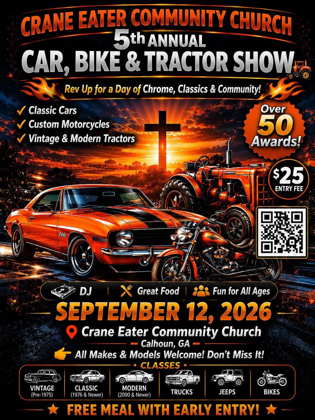 Crane Eater Community Church 5th Annual Car, Bike and Tractor Show