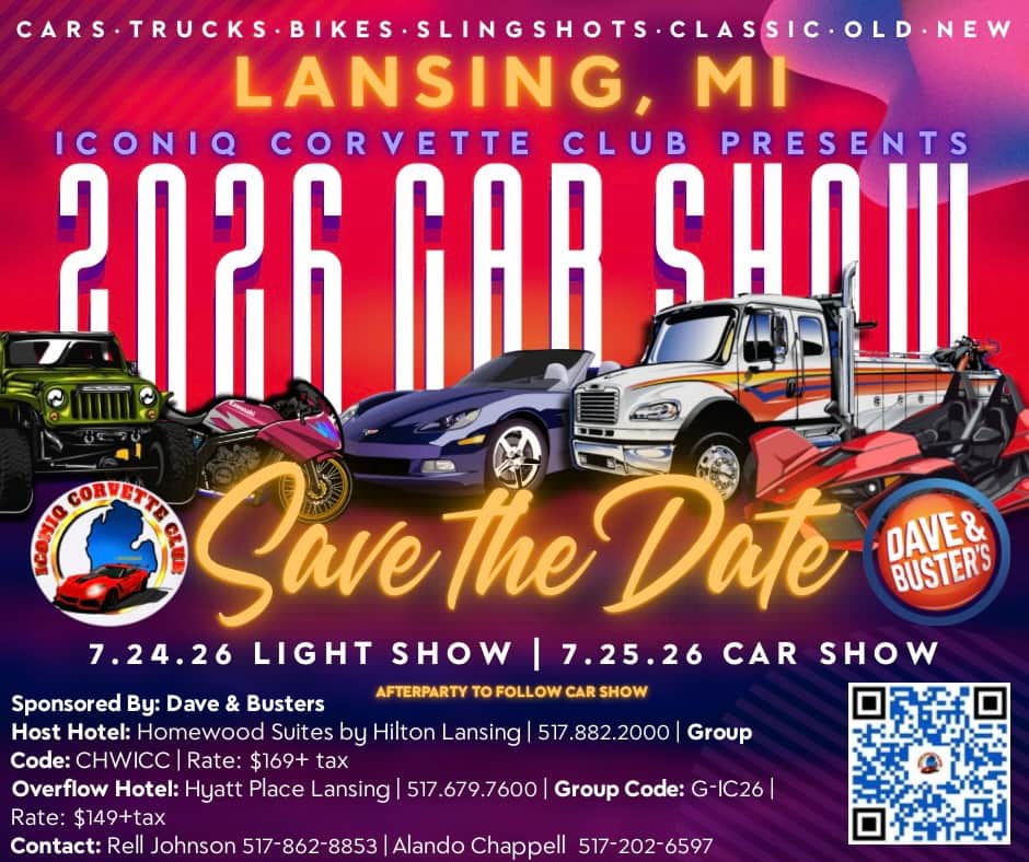 ICONIQ CORVETTE CLUB 1ST ANNUAL CAR SHOW JULY 24TH AND JULY 25TH IN LANSING,MICHIGAN