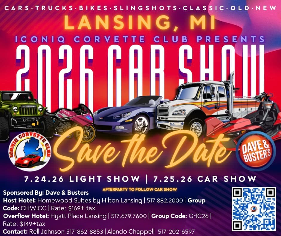 ICONIQ CORVETTE CLUB 1ST ANNUAL CAR SHOW JULY 24TH AND JULY 25TH IN LANSING,MICHIGAN