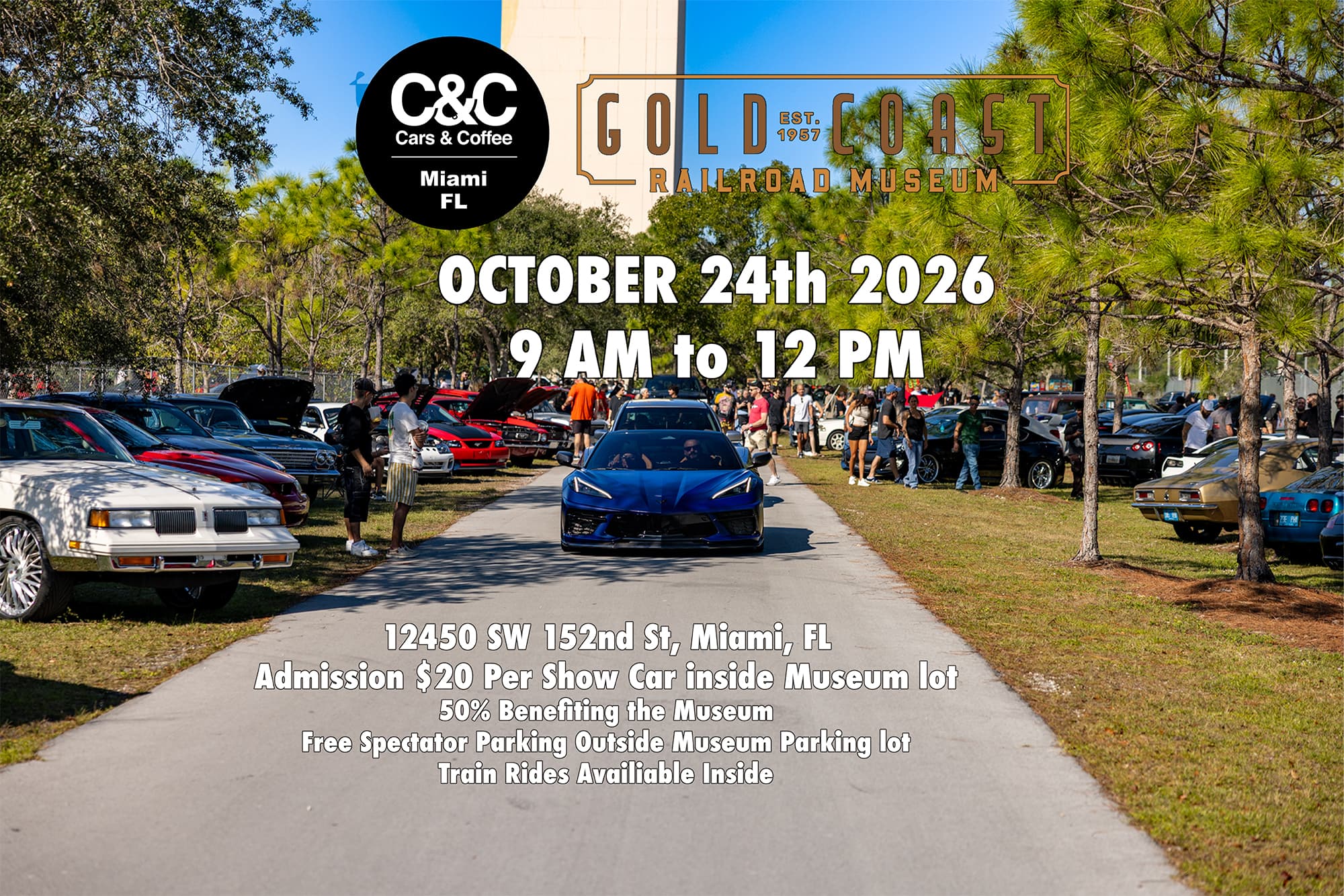 Cars & Coffee Miami at Gold Coast Railroad Museum