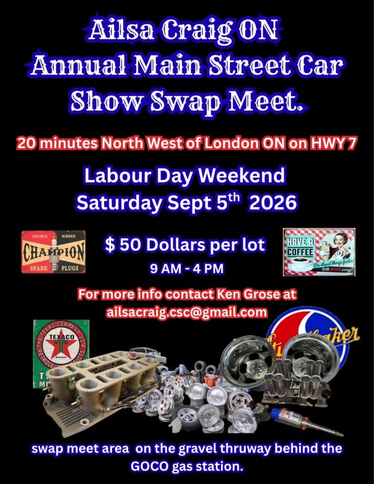 Ailsa Craig Annual Main Street Car Show Swap Meet