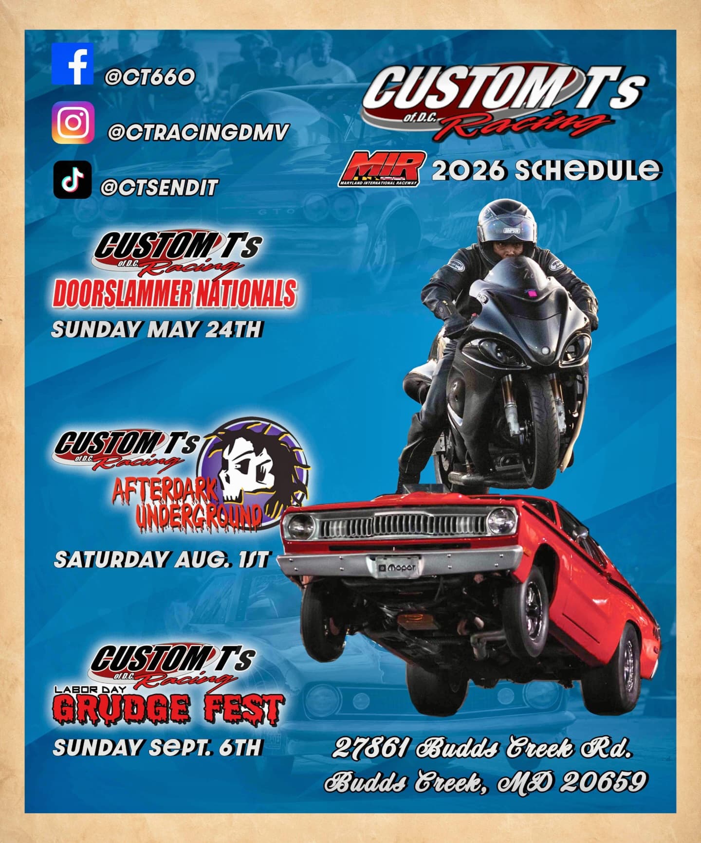 Custom T’s of D.C. Racing Schedule