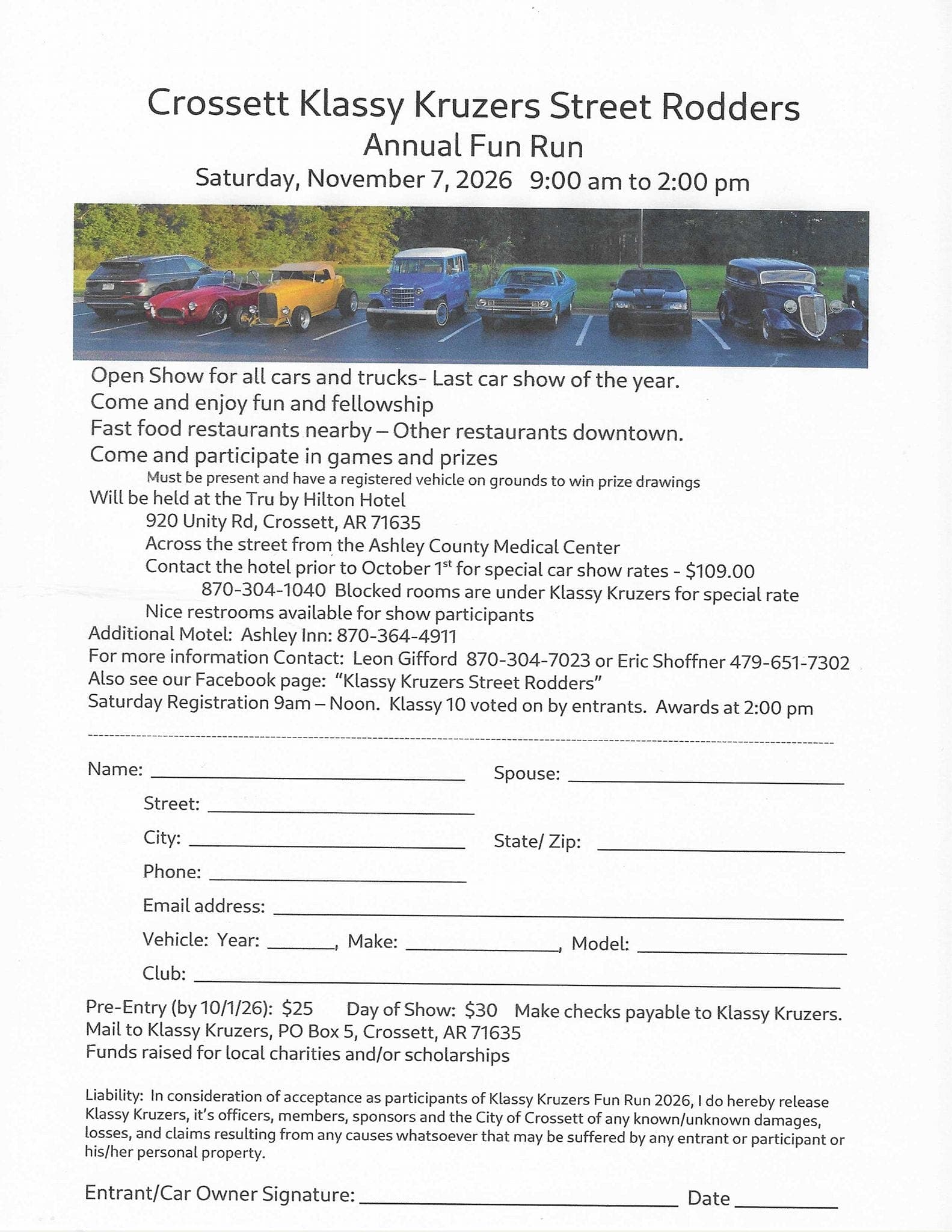 Crossett Klassy Kruzers Street Rodders Annual Fun Run