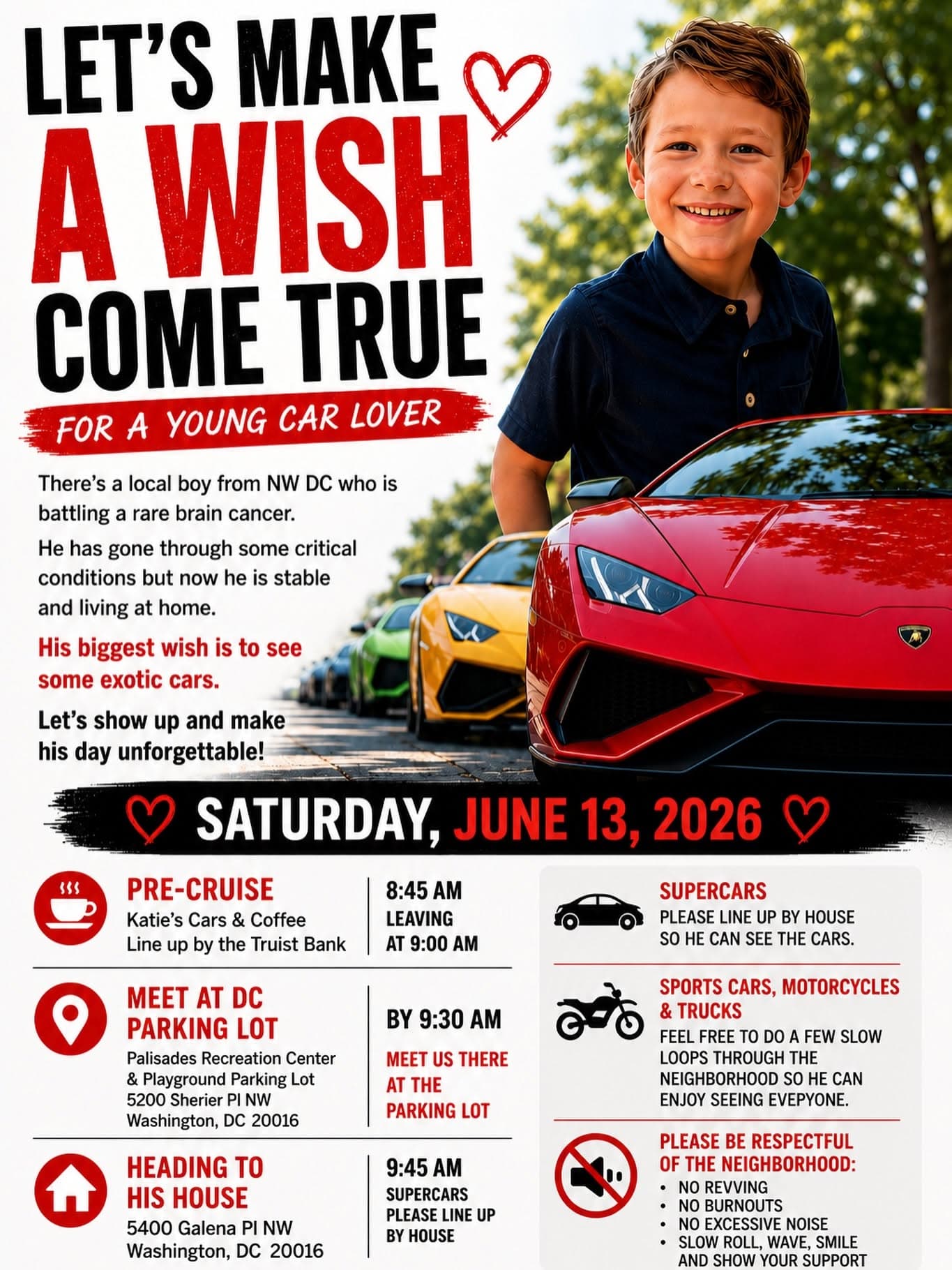 Let's Make a Wish Come True - Exotic Car Parade for Young Car Lover