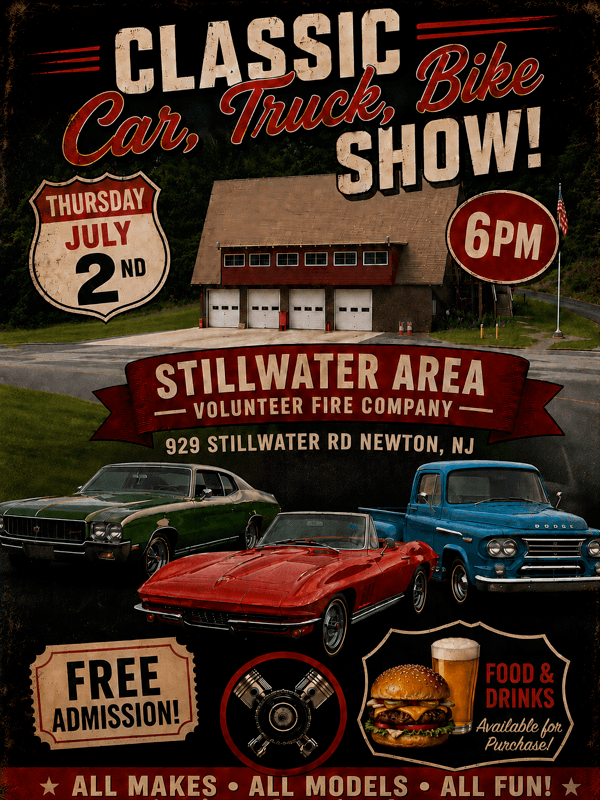 Stillwater Fire Department Car, Bike, Truck Show Cruise In