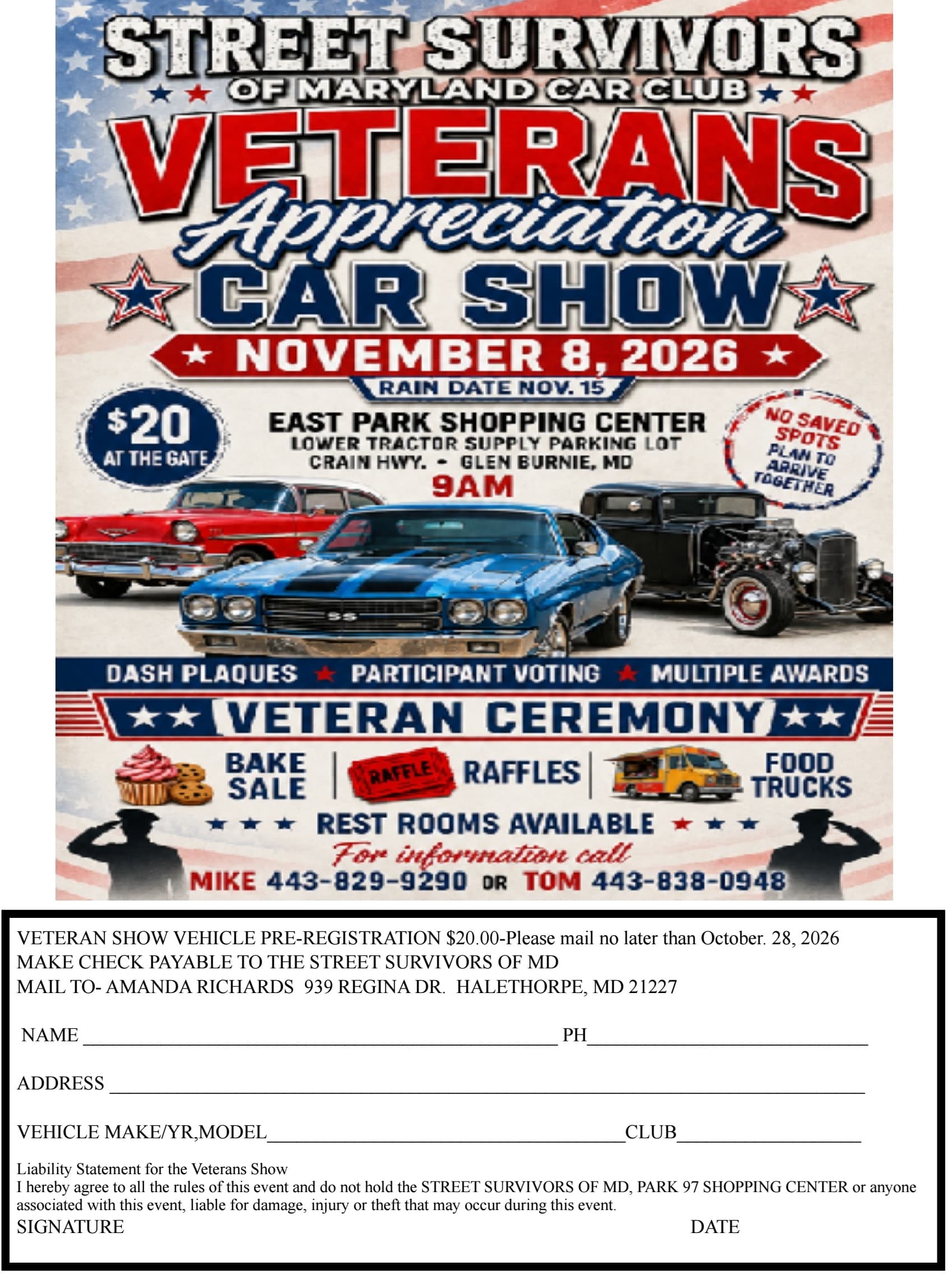 Street Survivors of Maryland Car Club Veterans Appreciation Car Show