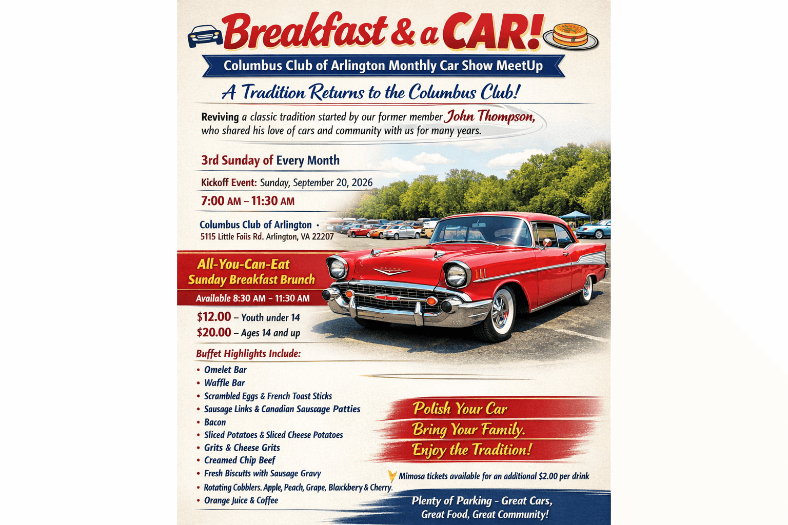 Breakfast & a CAR! Columbus Club of Arlington Monthly Car Show MeetUp