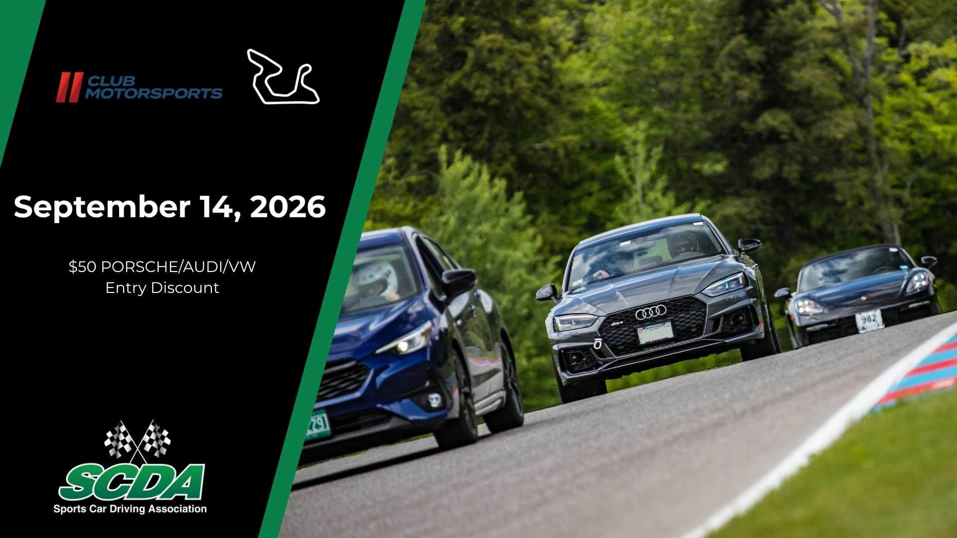 SCDA- Club Motorsports- Track Day Event- September 14, 2026