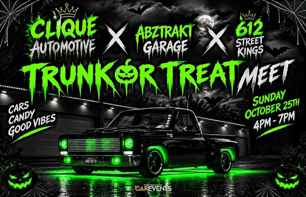 Clique Automotive X Abztrakt Garage X 612 Street Kings Trunk or Treat Meet